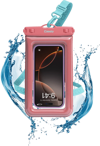 AquaBuddy | Starfish Wishes Coral Pink Shimmer Waterproof Phone Pouch