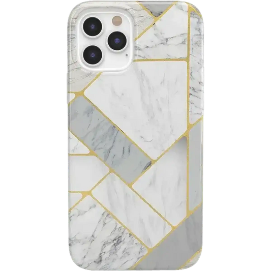 Sharp Lines | Geo White and Gold Marble Case