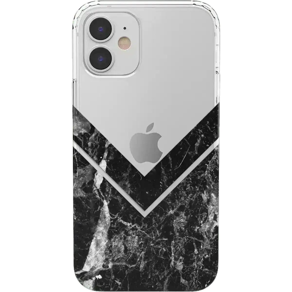 Sleek and Simple | Black Marble V Clear Case