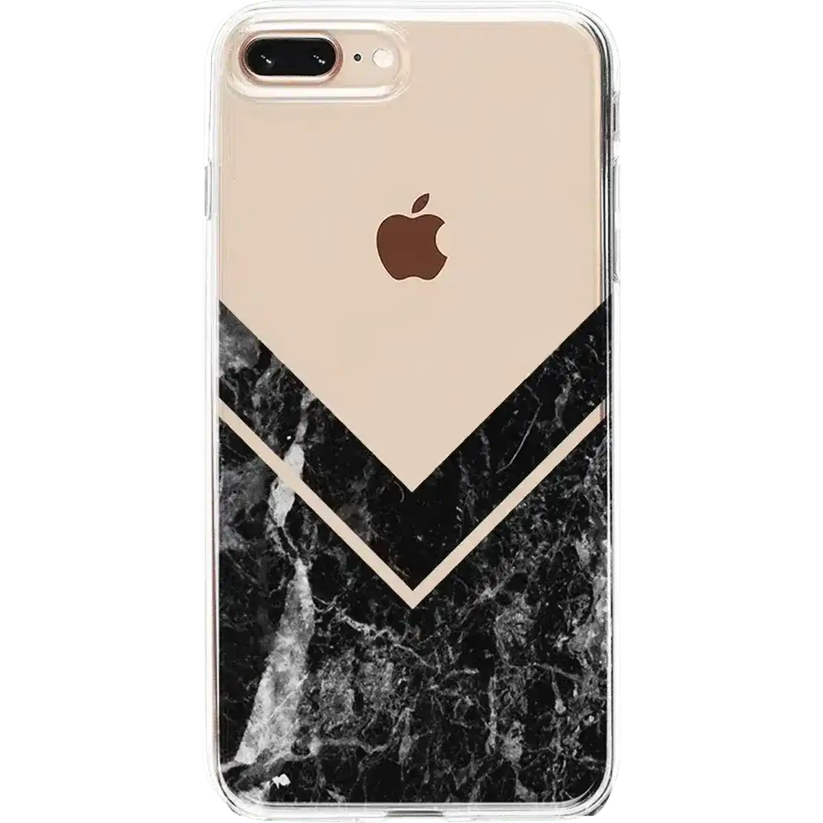 Sleek and Simple | Black Marble V Clear Case
