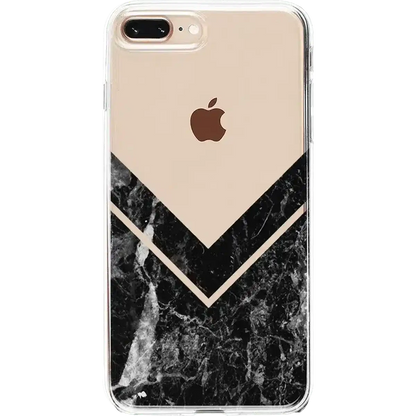 Sleek and Simple | Black Marble V Clear Case