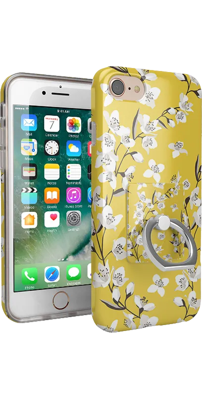 Floral Forest | Yellow Cherry Blossom Floral Phone Ring