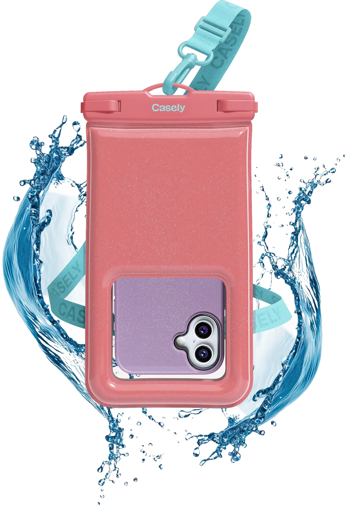 AquaBuddy | Starfish Wishes Coral Pink Shimmer Waterproof Phone Pouch