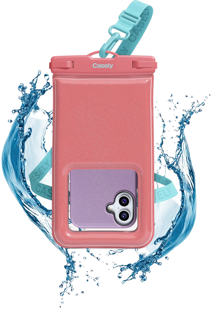 AquaBuddy | Starfish Wishes Coral Pink Shimmer Waterproof Phone Pouch