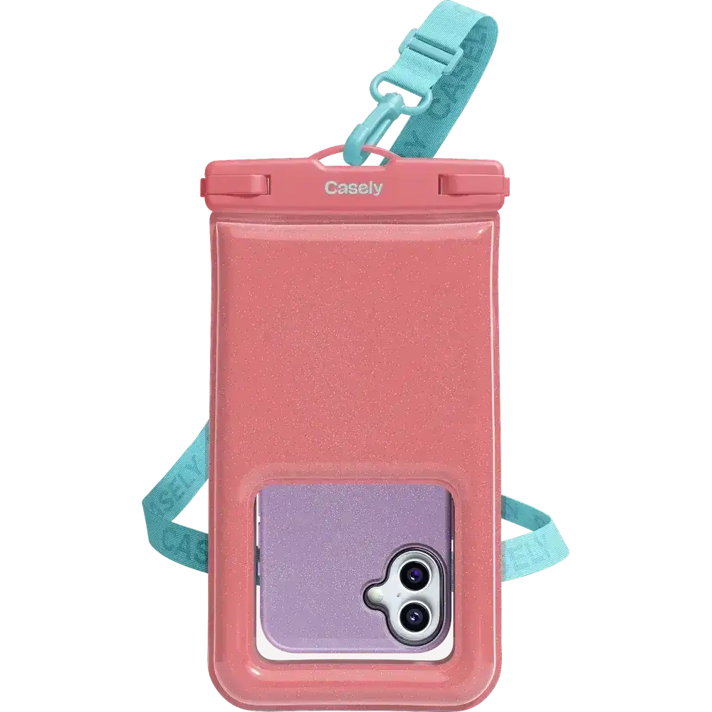 AquaBuddy | Starfish Wishes Coral Pink Shimmer Waterproof Phone Pouch