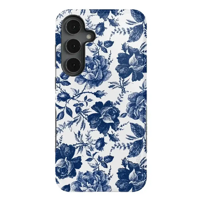 Rose to Fame | Blue & White Rose Floral Samsung Case