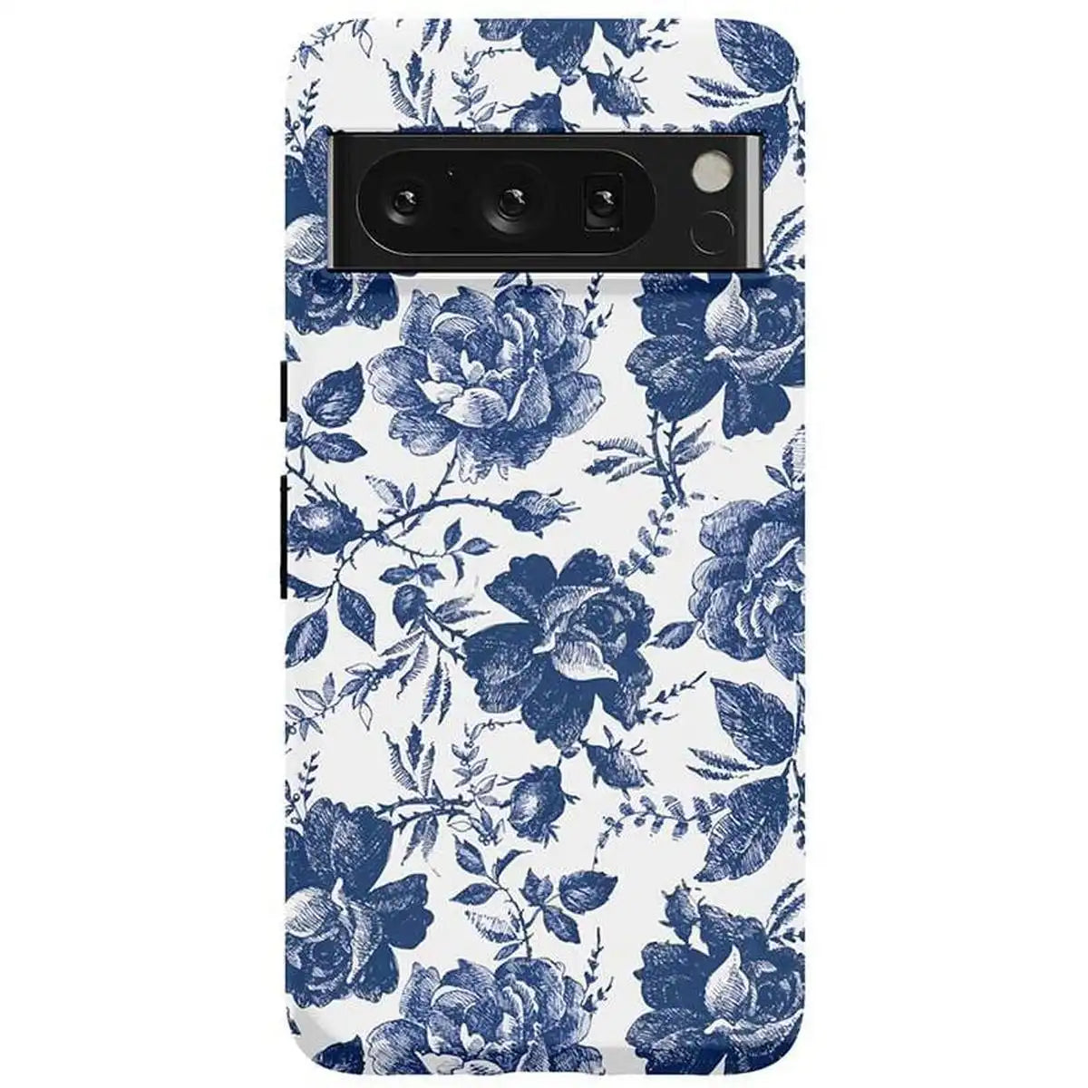 Rose to Fame | Blue & White Rose Floral Google Pixel Case
