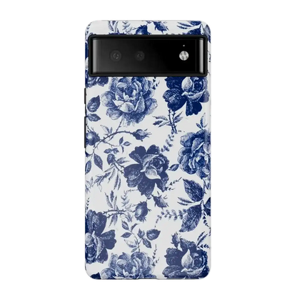 Rose to Fame | Blue & White Rose Floral Google Pixel Case