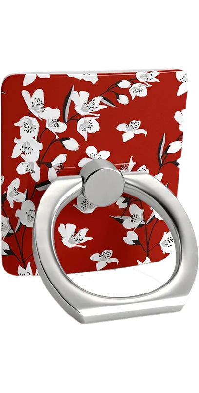 Floral Forest | Red Cherry Blossom Floral Phone Ring