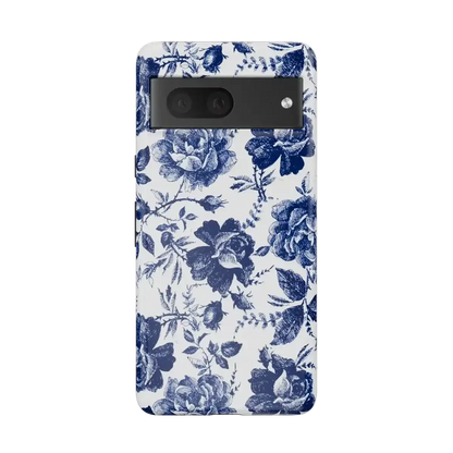 Rose to Fame | Blue & White Rose Floral Google Pixel Case