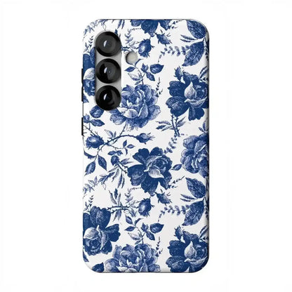 Rose to Fame | Blue & White Rose Floral Samsung Case
