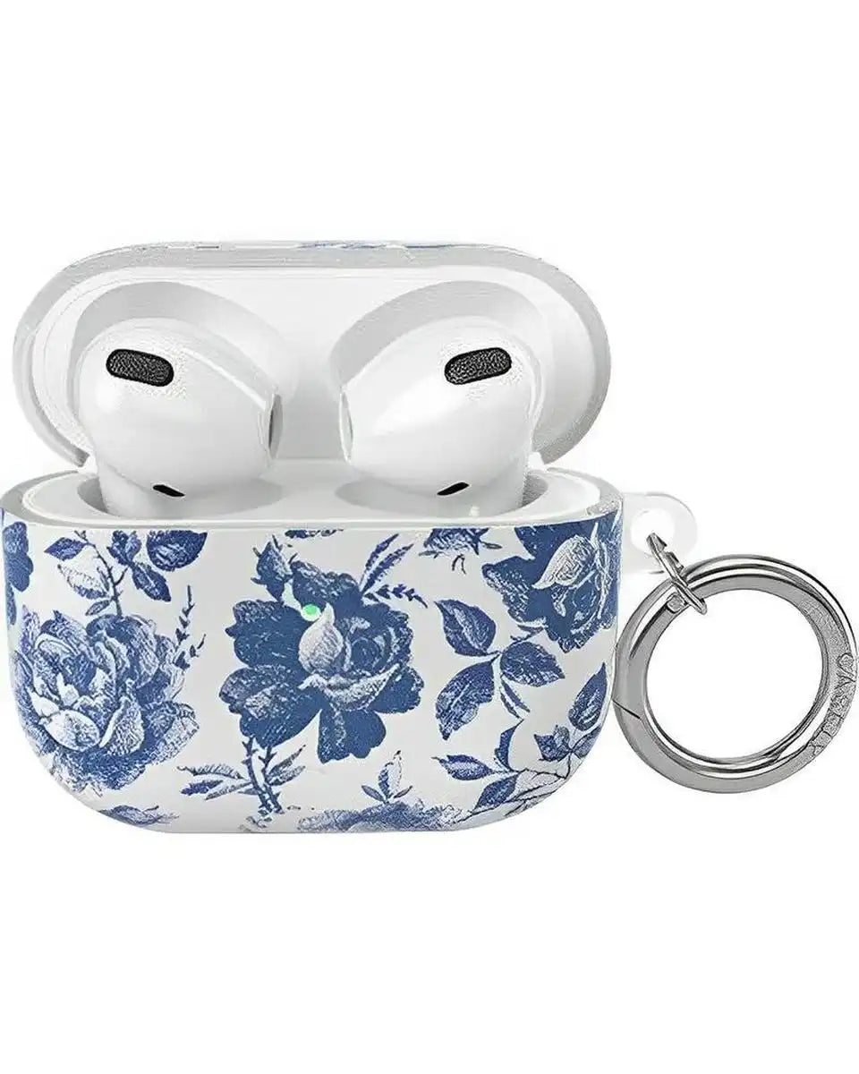 Rose to Fame | Blue & White Rose Floral AirPods Case