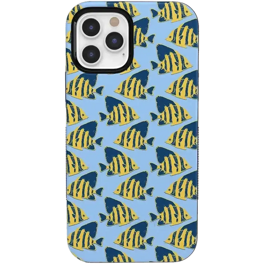 Something's Fishy | Navy Blue & Yellow Fish Print Case