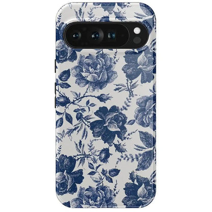 Rose to Fame | Blue & White Rose Floral Google Pixel Case