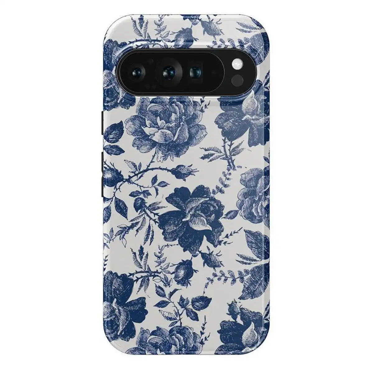 Rose to Fame | Blue & White Rose Floral Google Pixel Case