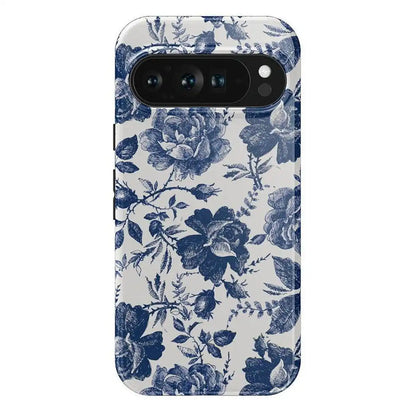 Rose to Fame | Blue & White Rose Floral Google Pixel Case
