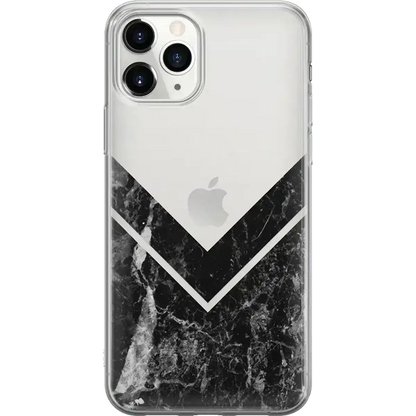 Sleek and Simple | Black Marble V Clear Case