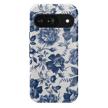 Rose to Fame | Blue & White Rose Floral Google Pixel Case