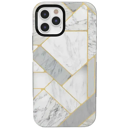 Sharp Lines | Geo White and Gold Marble Case
