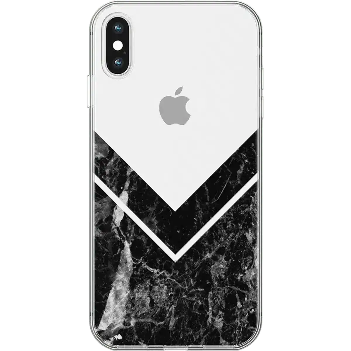Sleek and Simple | Black Marble V Clear Case