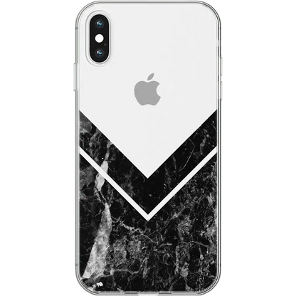 Sleek and Simple | Black Marble V Clear Case