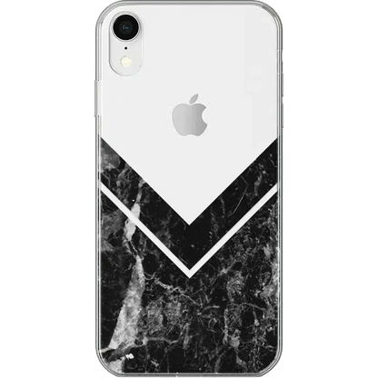Sleek and Simple | Black Marble V Clear Case