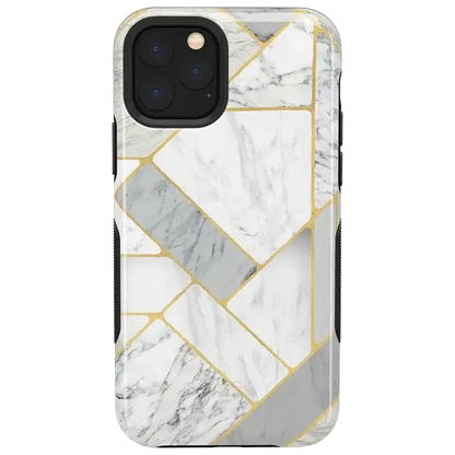 Sharp Lines | Geo White and Gold Marble Case